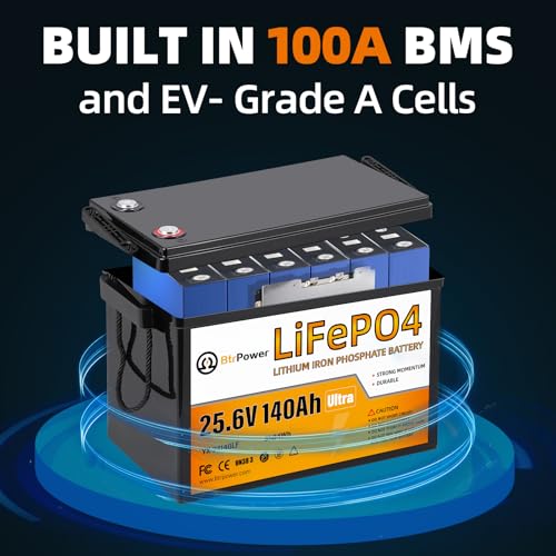 Image of 24V 140Ah LiFePO4 Battery, Built-in 100A BMS,3584Wh Lithium Battery,4000-15000 Deep Cycles & 10-Year Lifetime, Perfect for Marine, RV, Marine, Trolling Motor, Solar Off-Grid System