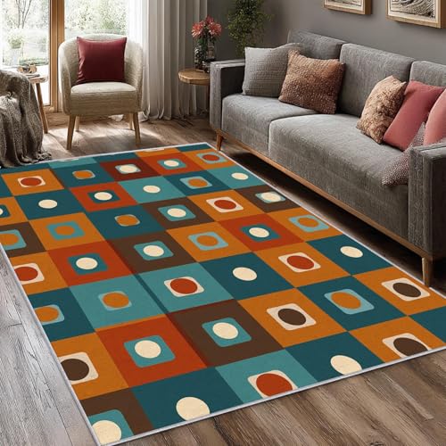 Tapis de chevet géométrique bleu lavable antidérapant 190x250 - 3
