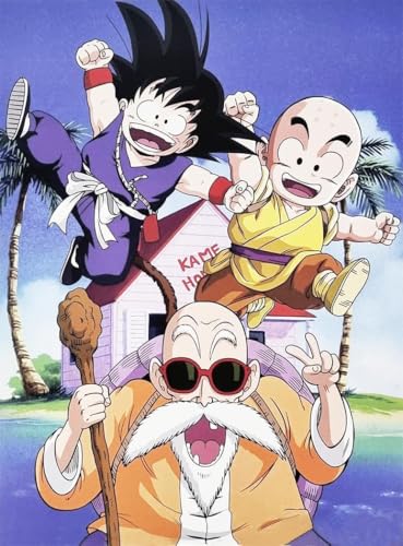 KUSTOM ART Póster decorativo de pared Serie Manga y Anime Dragon Ball Primera Saga Kame House Goku Crilin Maestro Muten Impresión sobre cartón 40 x 30 cm sin marco