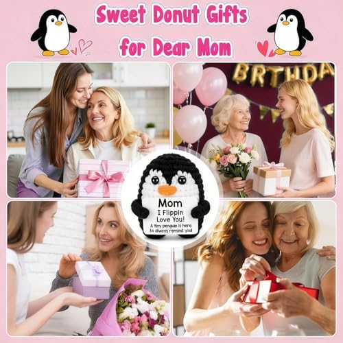 Birthday Gifts for Mom, Handmade Penguin Crochet Gifts for Mom and Mother in Law, Funny I Love You Gift for Her, Mothers Day Gift — view 6