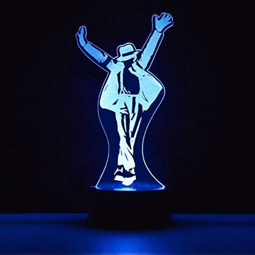 Michael Jackson Nightlights,3D Illusion Night Light, Modern LED Table Desk Lamps, 7 Colors Changing Touch Control USB Charge Lighting