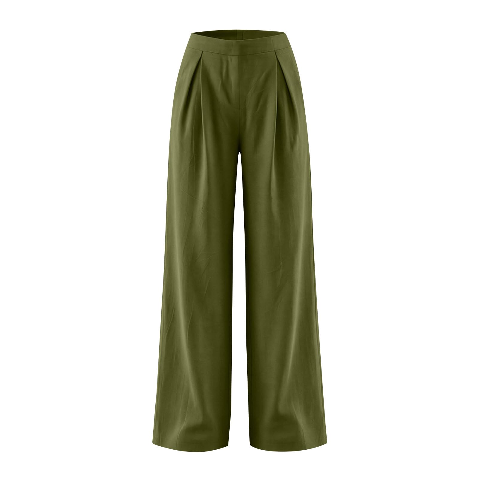 Générique Pantalon Fluide À Taille Haute pour Femme avec Poches Et Fermeture - Pantalons Large Style Athleisure, Coupe Droite, Idéal comme Pantalon Décontracté pour Les Sorties D'Été