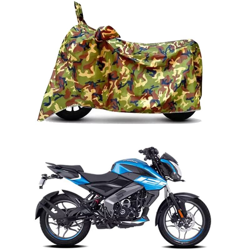 Image of Waterproof 100% PVC Coated Bike Scooty Two Wheeler Body Cover Compatible for Bajaj Pulsar NS 125 STD /UV-Rays /Heat Protection /Birds Dropping /Scratchproof /Dust Proof /All [6X6 Jungle Print]
