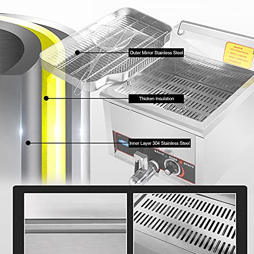 Kommerzielle Fritteuse 15L/17L Gasfritteuse mit Ölrückgewinnungspfanne und Ölfilterschaufel, strapazierfähige Pommes Frites aus Edelstahl für Restaurants – Bild 5