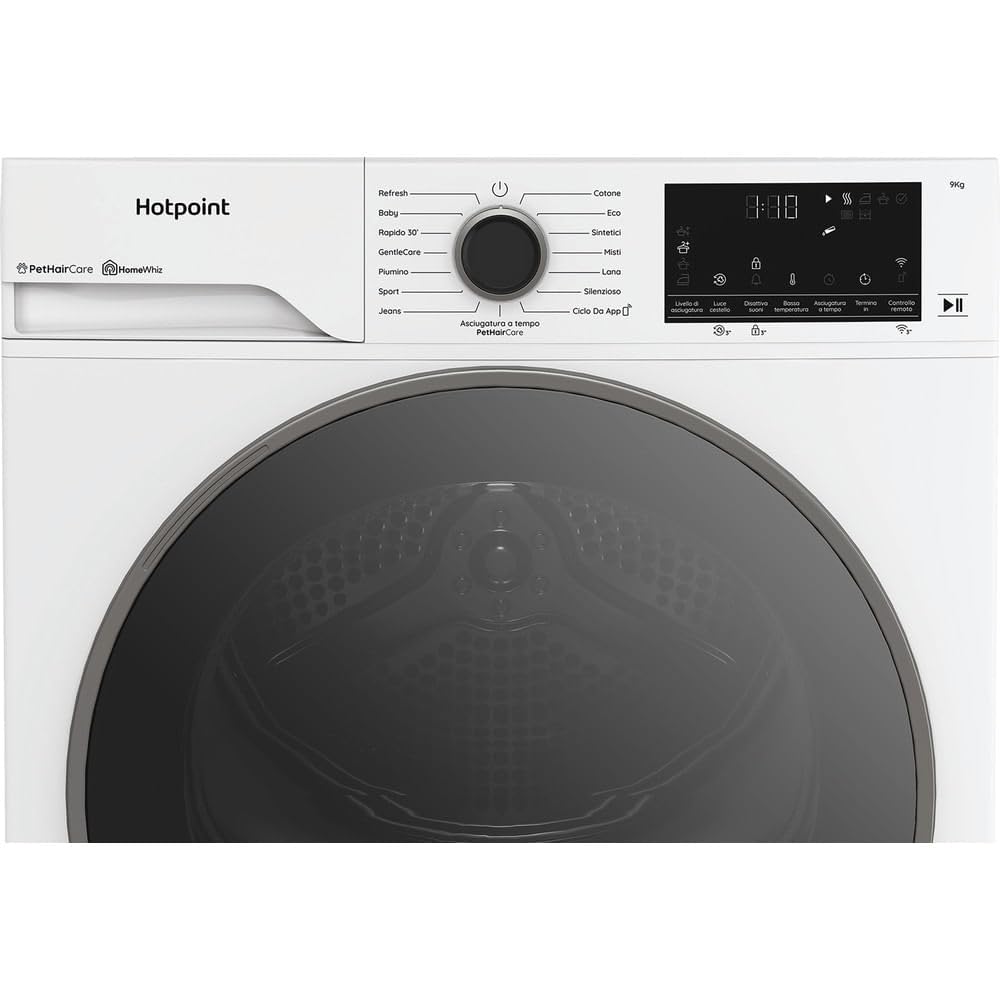 HPT 96D BS IT - Asciugatrice Classe A 9 Kg con Pompa di Calore Wifi Libera Installazione