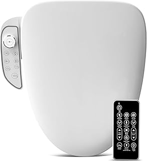 Bidet Toilet Seat with Wireless Remote and Side Panel - Bidet Warm Water with Dryer - Heated Toilet Seat - Luxury Bidet with Soft-Closing - LED Nightlight - Elongated