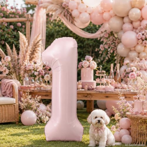 Image of 40 Inch Light Pink Number 1 Foil Big 0-9 Giant Digital Balloon | 1st for Birthday Anniversary Graduation Decorations