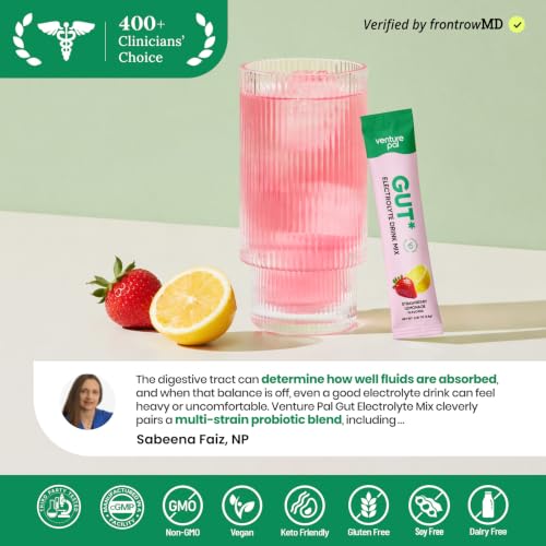 Image of Venture Pal Sugar Free Hydration Packets + Gut Health Electrolytes Powder | Liquid Daily IV with 7 Electrolytes, 5 Vitamins, Probiotics & Fiber for Dehydration Relief and Gut Health Support
