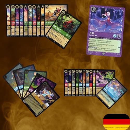 Lorcana Original Karten Set Deutsch | 50 Sammelkarten inkl. 5 Glitzer-Foils 5 Rares & 2 Super Rares + Sammelbox Ostern Nikolaus Weihnachten & Geburtstag für Kinder & Sammler
