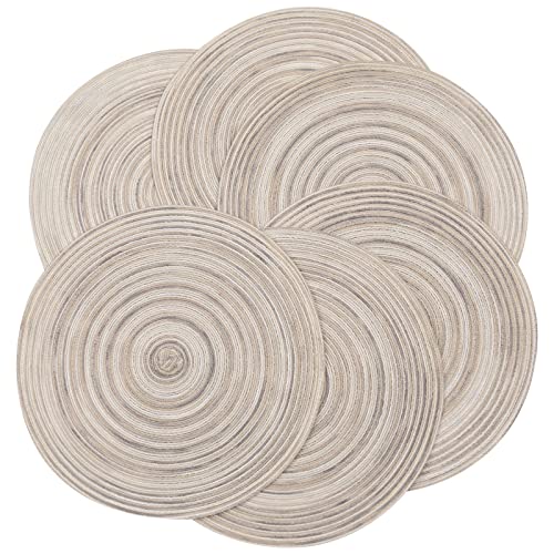 image for SHACOS Round Braided Placemats 15 inch Set of 6 Washable Kitchen Table