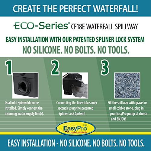 Easypro Cf18E Eco-Series One Piece Spillway - 18" Wide, 2" Pre-Installed Spinweld Inlet/Sturdy & Durable/Ideal For Just-A-Falls-Style Water Features/Made In Usa #TOP2