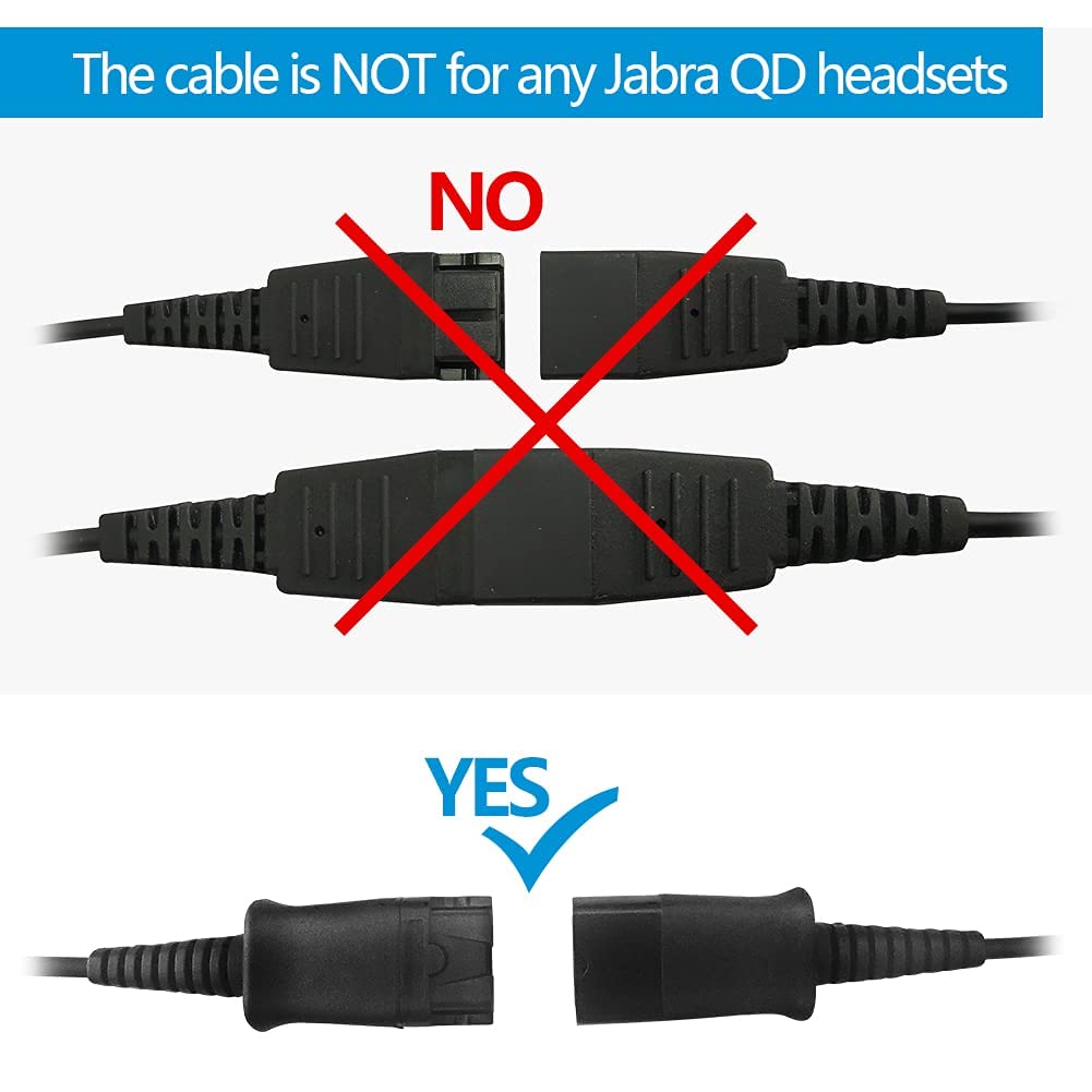 Cable adaptador QD a USB con control de volumen - Micrófono silencioso para auriculares Plantronic-QD Plug