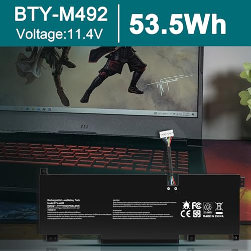Image of ASUNCELL BTY-M492 Laptop Battery Replacement for MSI WF66 WF76 11UI 11UJ Katana GF66 11UD 12UG 12UX GF76 11UE 12UD Crosshair 15 17 A11UCK A11UDK A11UEK Sword 15 A11U A11UD A11UE Pulse GL66 GL76 7506