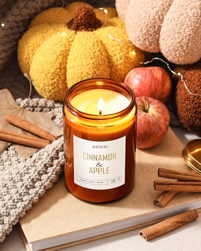 Image of AOOVOO Apple Cinnamon Candles - 22 oz Scented Candles, Aromatherapy Candle, Soy Candle for Home Scented