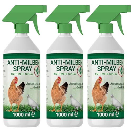 3X 1000ml Milbenspray für Geflügel wie Hühner & Vögel...