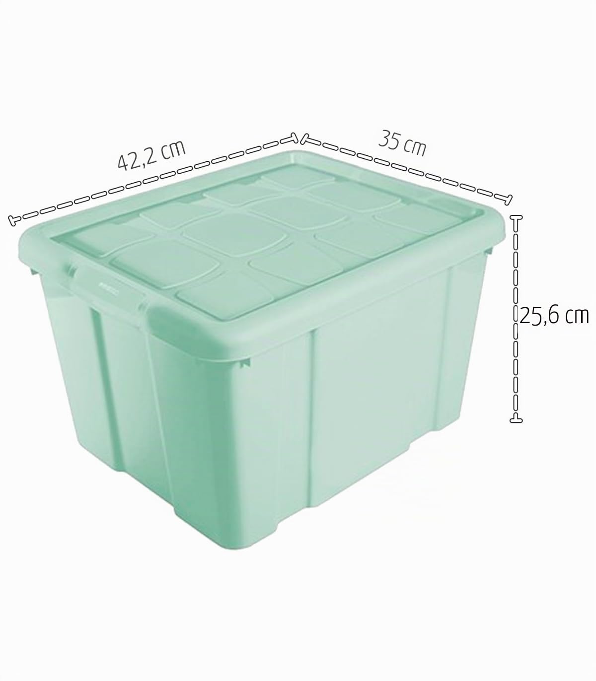 Acan Tradineur - Pack de 4 Cajas de Almacenamiento - Fabricado en plástico - Contenedor para almacenar Libros, Ropa, Mantas - N.º 2 (Verde) - 25,6 x 42,2 x 35 cm - 25 Litros