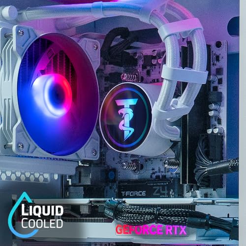 Image of ViprTech Ghost 3.0 Liquid-Cooled PC - AMD Ryzen 7 (4.4Ghz Turbo), RTX 4060 8GB, 16GB DDR4 RAM, 1TB SSD, VR-Ready, Streaming, WiFi BT, RGB, Win 11, Warranty, Gaming Desktop Computer, White