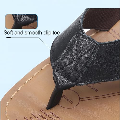 Men's Casual Leather Flats Flip Flops Comfortable Non Slip Breathable Hand Sewing Slides Summer Beach Outdoor Slip On Sandals4