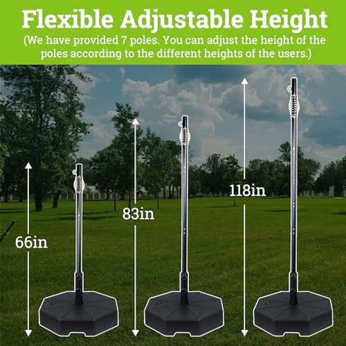 Tetherball Tennis&Tetherball Set with Sturdy Base,Tetherball Equipment with Pole for Backyard,with 9.83 Feet Adjustable Height Pole,2 Tennis Balls,2 Rackets,1 Tetherball with Rope,Fun Family Lawn Game - Thumbnail 3