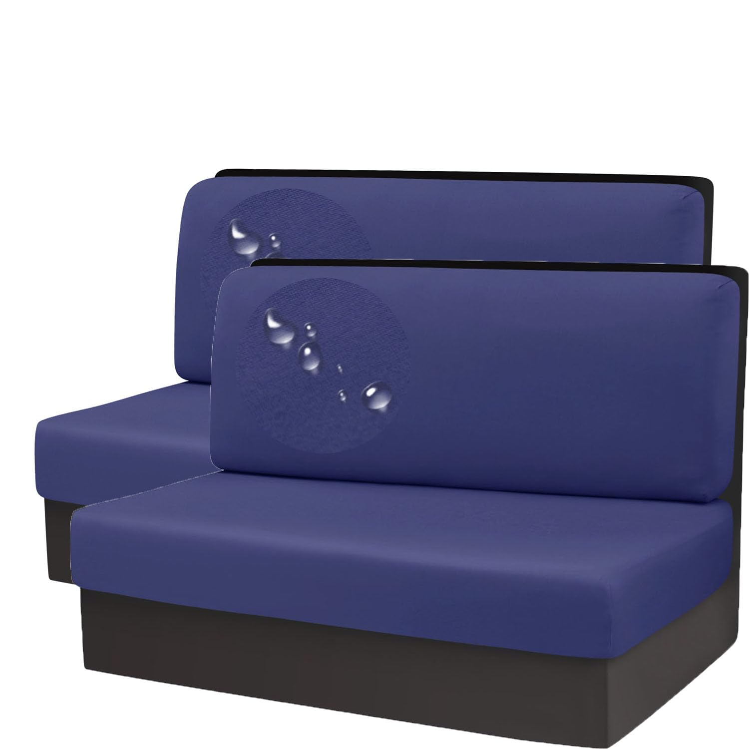 Housses De Coussin De Dinette De RV Imperméables, Housses De Siège De RV Ensemble De Cabine De Dinette Housses De Coussin De Banc (Bleu Marine,2 Housse de Dossier + 2 Housse de Banc)
