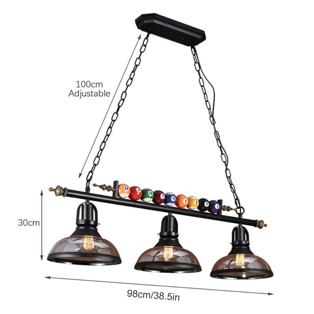 Bilard Żyrandol E27 Retro Lampa Wisząca Przemysłowa Hanglamp Klosz Szklany Regulowana Wysokość Lampy Wiszące do Sali Bilardowej Restauracja Bar Klub Oświetlenie Sypialni Jadalnia Dekoracyjne