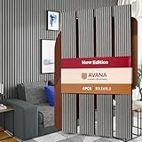 Avana Acoustic Wood Wall Panels – 93.2X11.25 Inch Panels – Fits 94X12 Layout – Gray Oak Acoustic Panels 4 Pcs – Wall Panels For Interior Wall Decor For Homes, Offices – Design Wood Panels For Wall