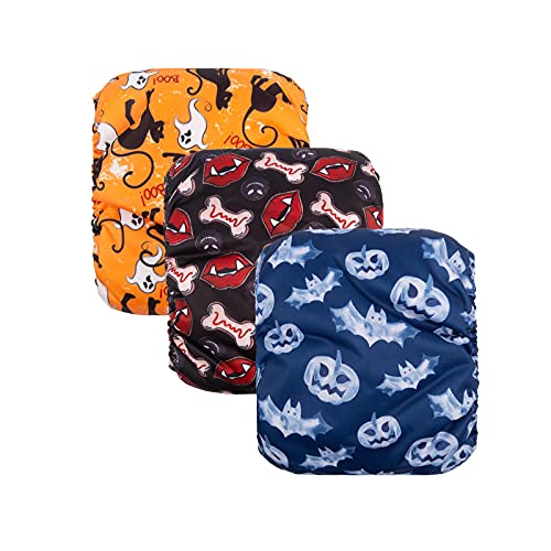 Image of CuteBone Halloween Male Dog Diapers Belly Bands 3 Pack for Male Dogs Wraps Washable Doggie Pants DM22L