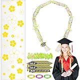 BOYOUAN Graduation Candy Lei Tubing 15 Graduation Candy Lei Making Kit Class of 2024 Hawaiian Lei Bags Congrats Grad Lei Long Lei Ribbons Candy Dessert Filler for Party Graduate Gifts