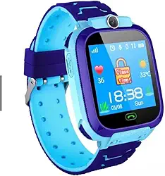 Smartwatch Infantil, GPS, Câmera, Chat, Botão SOS, À Prova d'Água IP67, Rastreador de Localização para Crianças com App de Rastreamento, COR: PRETO