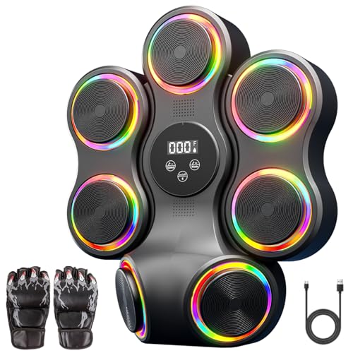 Musik-Boxmaschine, Fitnessgerät mit Boxhandschuhen, intelligenter Bluetooth-Boxtrainer, Box-Wandhalterung für Erwachsene und Kinder, elektronisches Boxziel, Fitness für Zuhause, Büro, Fitnessstudio