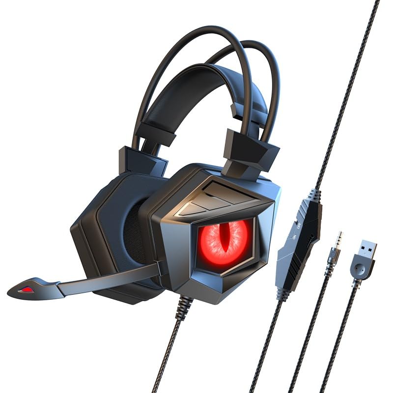 Gettimore Auriculares para juegos con micrófono con cancelación de ruido, controladores de 50 mm para un sonido envolvente, compatibles con PS4, Xbox, PC, Nintendo 3DS Mobile, color negro