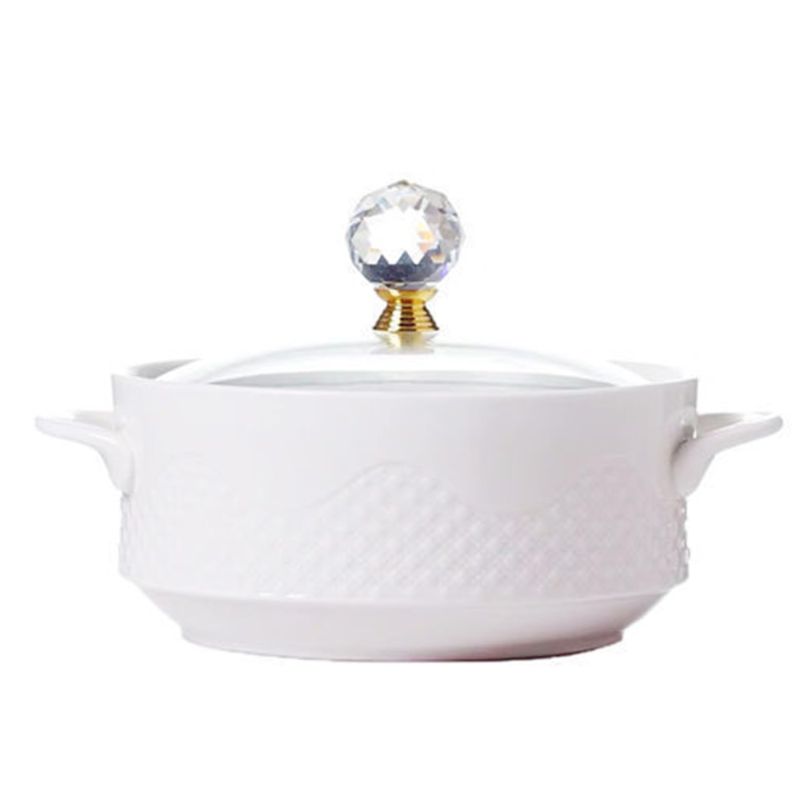 Suppenterrine aus Keramik mit Glasdeckel und Doppelgriffen, ideal zum Servieren von Suppen, Eintöpfen und Müsli