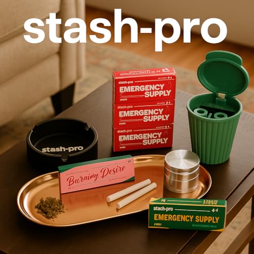 Image of Stash-Pro Emergency Supply - 4 Brown Rolling Papers + 4 Tips per Booklet, Pack of 4 (10 Booklets Each), - 160 Papers & Tips Total