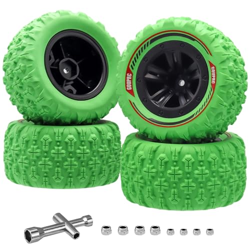 GOUPRC 12mm Hex RC Wheel Tires Set, 3.26 * 1.67 Inches 4PCS Swamp Claw Mud Terrain Tires Accessories...
