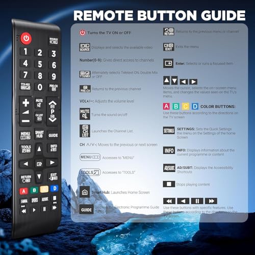 Télécommande de rechange pour TV Samsung - Modèle universel noir sans configuration