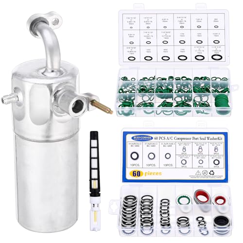 Threlaco Car Ac Repair Kit, Parts 15-10422 Air Conditioning Accumulator, Air Conditioning Orifice Tube, 270pcs Hnbr O-rings, 60pcs Compressor Seals for A/c System Service & Seal Replacement