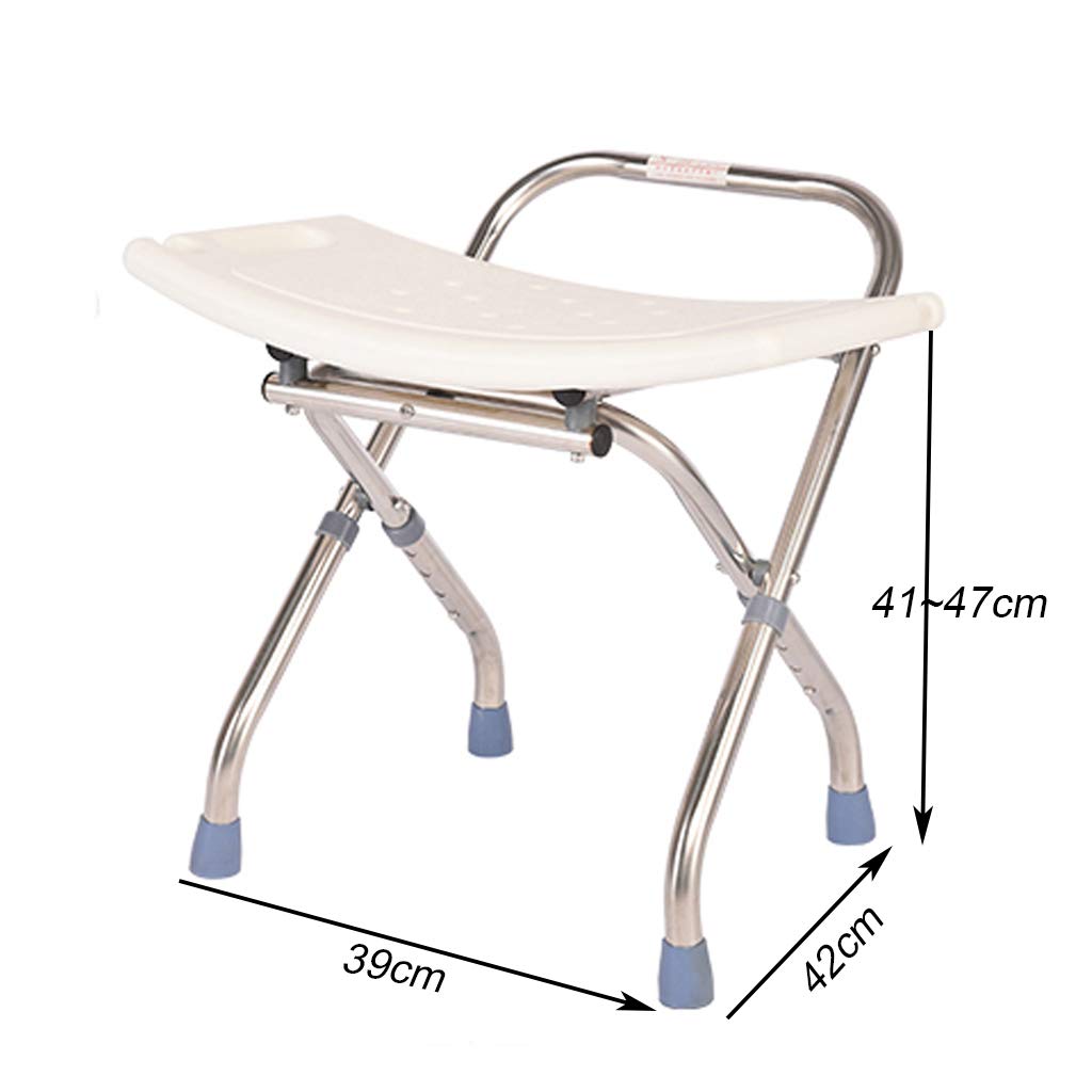Banco de Asiento de baño Taburete De Ducha Ergonómico Silla de baño para discapacitados 4 Altura Ajustable Plegable Antideslizante Marco de Acero Inoxidable para Personas Mayores Discapacitado