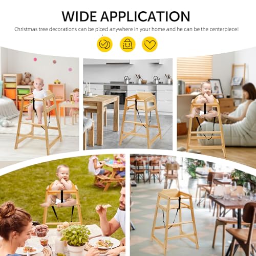 Image of 4 Pack Wooden High Chairs for Babies and Toddlers, Restaurant-Style Stackable High Chair with Commercial Grade Solid Wood for Dining Table & Kitchen, Easy to Clean Baby Booster Seat -Natural