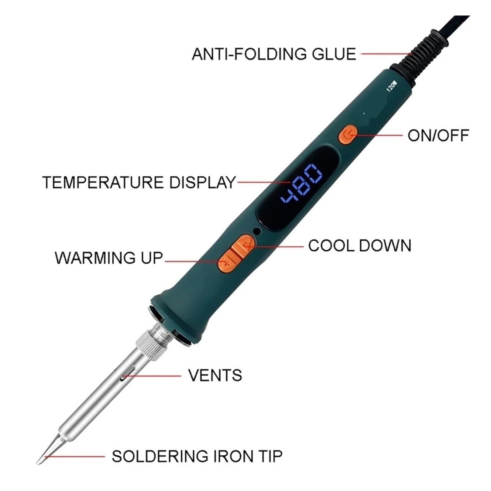 Kit De Pistola For Soldar Digital De 120W, Juego De Herramientas De Soldadura De Reparación, Soldador Eléctrico, Temperatura De Calibración Dual 200-600C