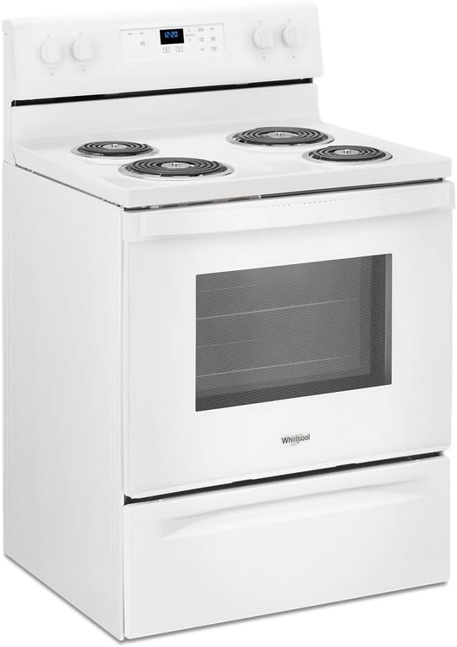 Whirlpool 30 in. 4.8 cu. ft. 4 Burner Element Electric Range with Keep Warm Setting in White with Storage Drawer