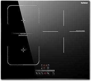 Karinear Induction Hob, 60cm 3 Zones Electric Hob with Slider Control, Boost Function and Flexi Zone 6800W, Hard Wired, No Plug Included