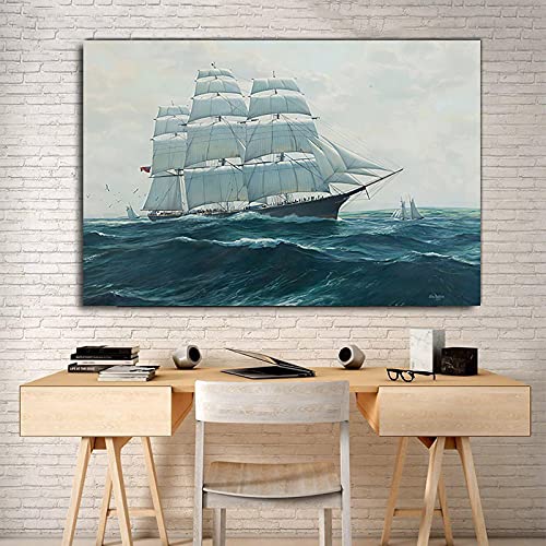 Mur photo moderne voilier paysage marin pour habiller un grand mur blanc sans cadre 60x80