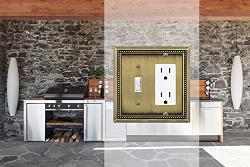 Image of Henne Bery Sunken Pearls Heavy Duty Decorative Wall Plate Switch Plate Outlet Cover (Toggle /Decorator, Antique Brass)