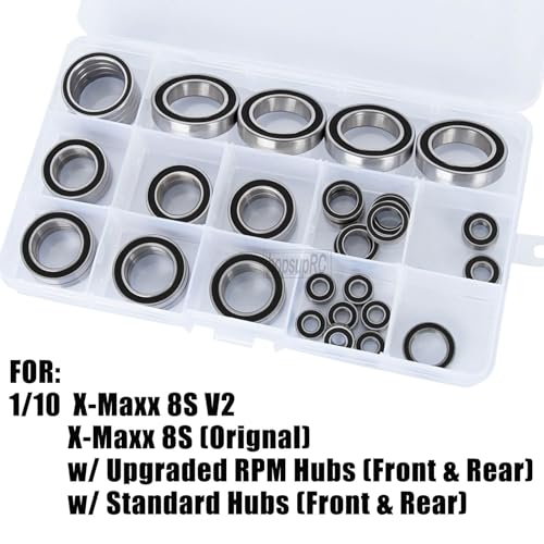 hopsupRC RC Upgrade Parts Bearings Kit for X-Maxx 8S V2,X-Maxx 8S (Orignal) and WideMaxx Bearings Kit.Black.