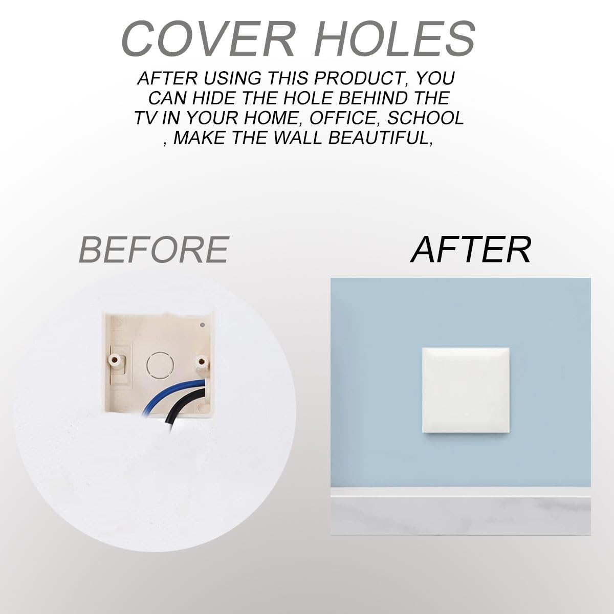 2 paquetes Placa en blanco única Orificio para tornillo oculto Cubierta de placa ciega de forma cuadrada de 1 unidad Placa ciega para enchufe eléctrico de una sola unidad