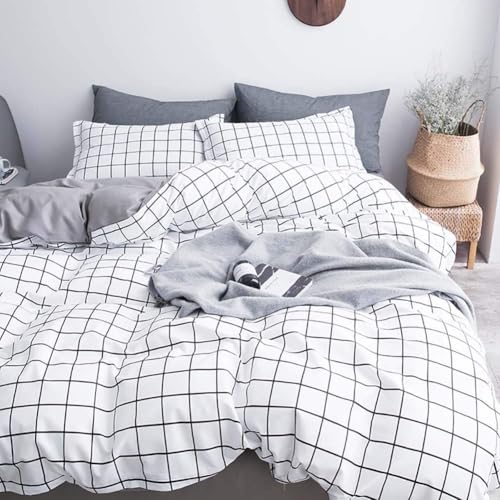 Michorinee Bettwäsche Kariert 135x200 Schwarz Weiß Microfaser Wendebettwäsche Grau Weiß Karomuster Bettbezug mit Reißverschluss 2 Teilig - 135 x 200 cm + 80 x 80 cm Michorinee Bettwäsche Kariert 135x200 Schwarz Weiß Microfaser Wendebettwäsche Grau Weiß Karomuster Bettbezug mit Reißverschluss 2 Teilig - 135 x 200 cm + 80 x 80 cm