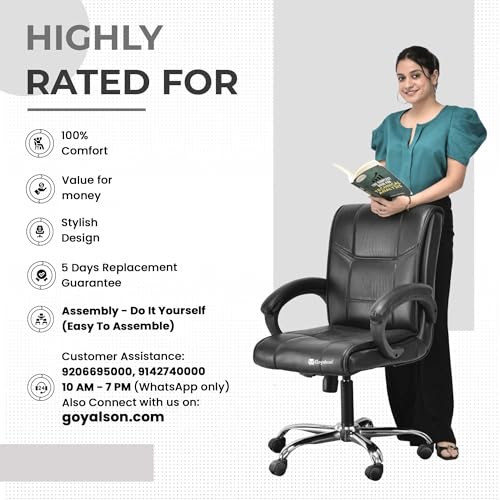 GOYALSON Black Stainless Steel Office Chair - Image 7