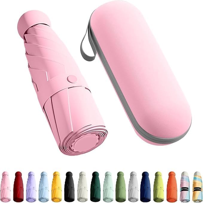 Mini Capsule Umbrella for Women, Girls & Men | Pocket Size Compact Foldable Travel Umbrella with Hard Case | Waterproof, Windproof, Lightweight 6-Rib Sun & Rain Umbrella for Purse, Bag & Backpack-image-16