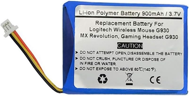 900mAh 3.7V Replacement Battery for LOGITEC H Wireless Mouse G930，MX Revolution，Headset G930，Gaming Headset G930, F540, 981-000257, 533-000018, F12440097, L-LY11
