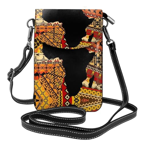 Sac à bandoulière en cuir avec motif carte africaine pour téléphone et voyage